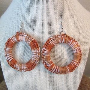 Crochet Hoop Earrings Brown